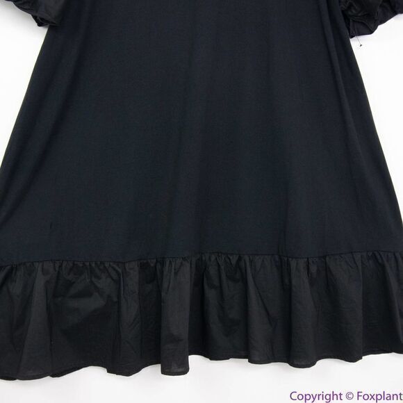 NEW Eloquii black T Neck‎ Easy Dress With Flounce, 26 - Picture 4 of 12